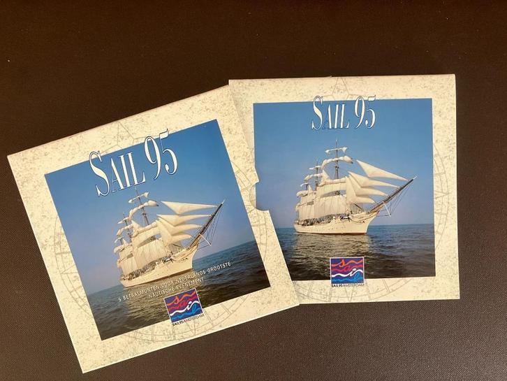 Herdenkingsmunten Sail 95 - 5 x 2 ECU in bewaarmapje, Verzamelen, Scheepvaart, Nieuw, Overige typen, Zeilboot, Ophalen of Verzenden