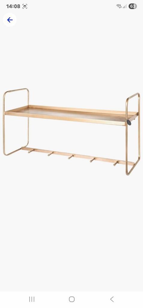 Riverdale Gouden Wandkapstok met Plank & Haken, Huis en Inrichting, Woonaccessoires | Kapstokken, Zo goed als nieuw, Wandkapstok