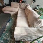 Mooie beige ribstof hoekbank, Huis en Inrichting, Ophalen, 250 tot 300 cm, Gebruikt, Vierpersoons of meer