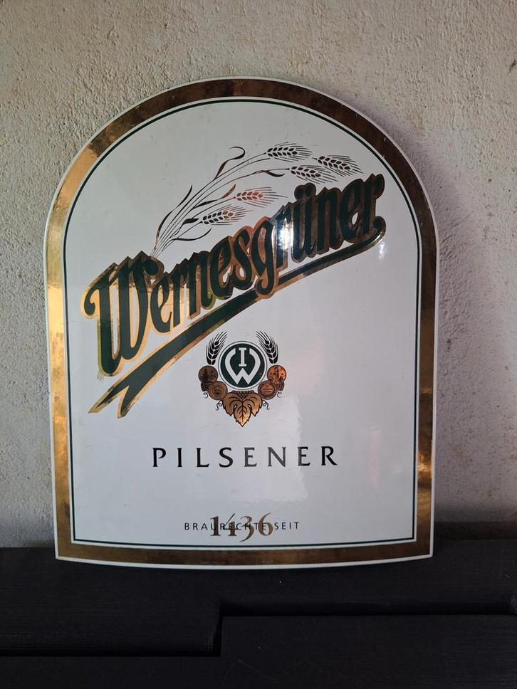 Wernesgrüner Pilsener Emaille Reclamebord - 1993, Antiek en Kunst, Antiek | Emaille, Ophalen of Verzenden