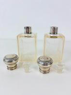 2 kristallen toiletflessen met 800 zilver doppen en monogram, Ophalen of Verzenden