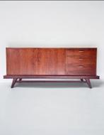 Vintage jaren 60 dressoir sideboard wandkast, Met deur(en), 150 tot 200 cm, 25 tot 50 cm, Teakhout