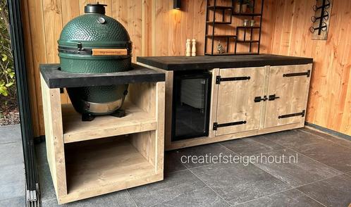 Steigerhouten buitenkeuken koelkast kamado wielen mancave, Tuin en Terras, Buitenkeukens, Nieuw, Houtskool, Inbouw, Vrijstaand