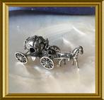 Miniatuur zilveren paard + wagen, pompoen koets, Assepoester, Antiek en Kunst, Ophalen of Verzenden, Zilver