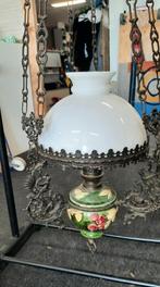 OUDE BOEREN OLIE HANGLAMP, Huis en Inrichting, Lampen | Hanglampen, Ophalen, Gebruikt, Glas, Minder dan 50 cm