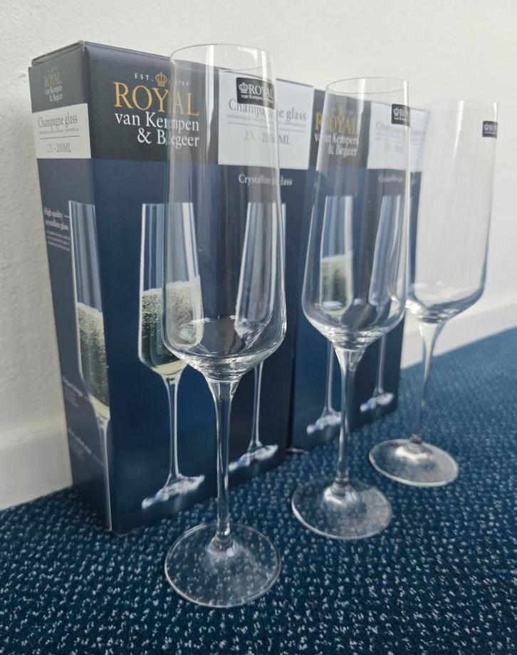 AH Actie 3 Champagne Royal K&B Glazen Glas Nieuw In Doos, Verzamelen, Glas en Borrelglaasjes, Nieuw, Ophalen of Verzenden