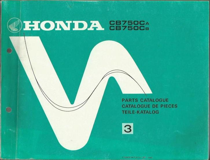 Honda Parts List CB750 Ca en CB750 Cb (3393z), Motoren, Handleidingen en Instructieboekjes, Honda, Verzenden