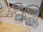 2x nieuw groot windlicht chroom bruiloft decoratie, Ophalen, Overige kleuren, 25 tot 50 cm, Nieuw