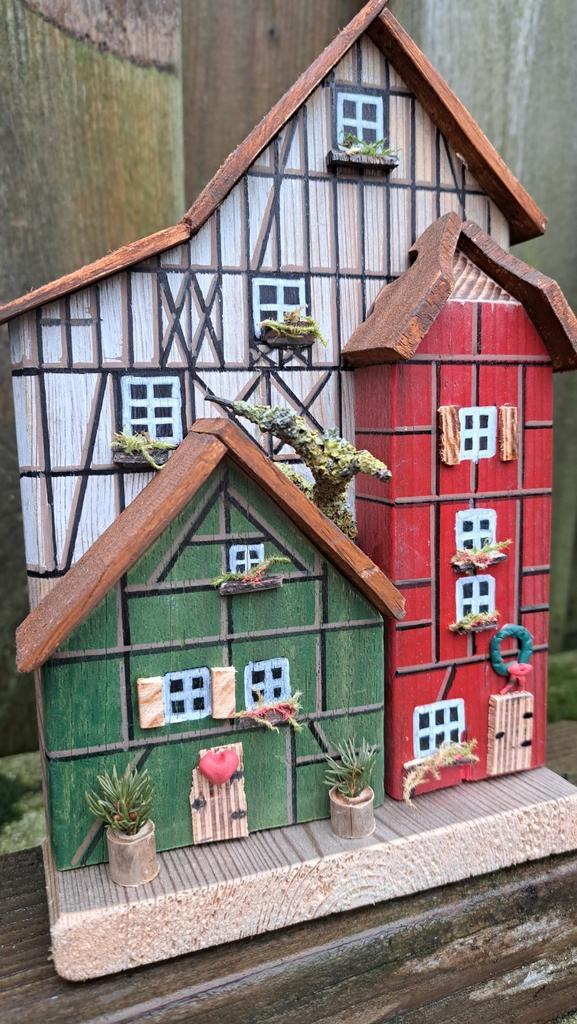 Vakwerkhuisjes Kerst - Handgemaakt, Huis en Inrichting, Woonaccessoires | Wanddecoraties, Nieuw, Ophalen of Verzenden