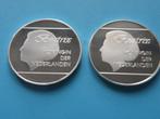 Aruba 2 x 25 Florin zilver 0.925 1986 en 1992, Koningin Beatrix, Zilver, Overige waardes, Verzenden