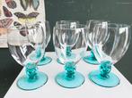 Wijnglas met aqua voet Luminarc France wijnglas groene voet, Ophalen of Verzenden, Gebruikt, Overige typen