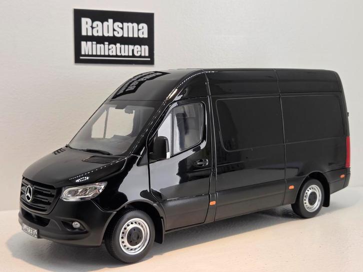 Mercedes-Benz Sprinter 2018 - Zwart - 1:18 Norev, Hobby en Vrije tijd, Modelauto's | 1:18, Nieuw, Auto, Norev, Ophalen of Verzenden