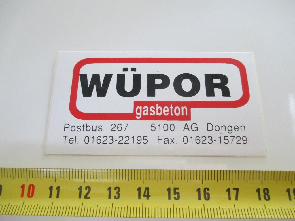 sticker Dongen WÜPOR gasbeton *, Ophalen, Zo goed als nieuw