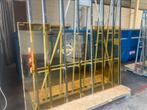 3 platen geel belantiek. Zitten golven in het glas., Doe-het-zelf en Verbouw, Glas en Ramen, Ophalen of Verzenden, Gebruikt, Glasplaat