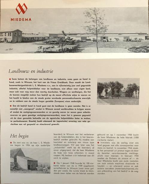 Folder miedema landbouw en industrie.. Het begin, snelle. He, Boeken, Vervoer en Transport, Nieuw, Tractor en Landbouw, Ophalen