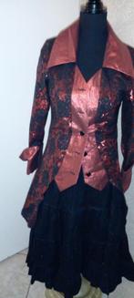 Steampunk jasje met rok - Maat S, Zwart, Ophalen of Verzenden, Maat 36 (S), Onder de knie