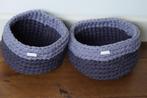 Set van 2 handgemaakte manden, grijs/paars, Overige materialen, Mand, Rond, Nieuw