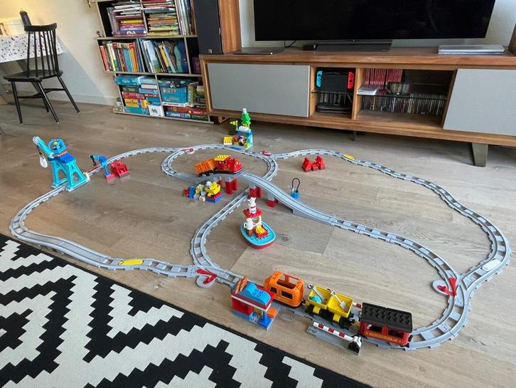 Grote DUPLO Trein Set – 10857 + 10874 + 10872 + 10882, Kinderen en Baby's, Speelgoed | Duplo en Lego, Zo goed als nieuw, Duplo