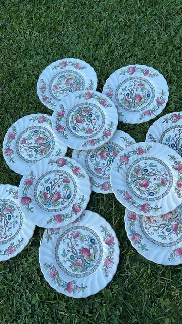 Vintage antiek Myott Staffordshire Indian Tree bordjes beschikbaar voor biedingen