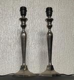 2 Zilverkleurige metalen tafellampenpoten(H=40cm max40 watt), Ophalen, Zo goed als nieuw, Metaal, Minder dan 50 cm