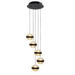 led hanglamp champagne 5 lichts tafel hoekbank hal vide lamp, Huis en Inrichting, Lampen | Hanglampen, Ophalen, Nieuw, Glas, Minder dan 50 cm