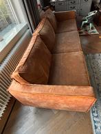 Vintage Leren Bank - Vierpersoons, Huis en Inrichting, Banken | Bankstellen, Ophalen, 250 tot 300 cm, Gebruikt, Rechte bank