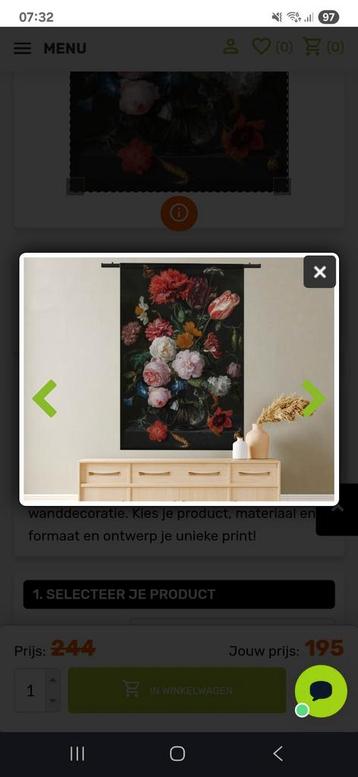 Wandkleed Bloemen Jan Davidsz. de Heem 140x170 beschikbaar voor biedingen