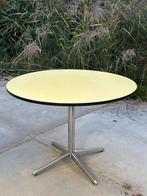 Vintage gele formica eettafel chroom, Ophalen, Gebruikt, Rechthoekig, 100 tot 150 cm