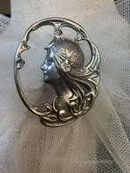 Vintage Jugendstil broche zilvertin, Ophalen of Verzenden, Overige materialen, Broche