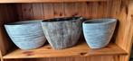3 Grijze Bloempotten - Set, Ophalen, Gebruikt, Tuin, Minder dan 40 cm