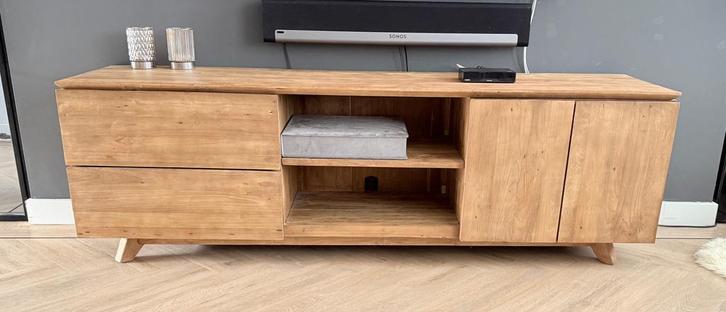 Teakhouten tv-kast, Huis en Inrichting, Kasten | Televisiemeubels, Zo goed als nieuw, Minder dan 100 cm, 150 tot 200 cm, 25 tot 50 cm