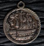 Antieke zilveren knoop met ZEILSCHIP vermaakt naar hanger, Ophalen of Verzenden