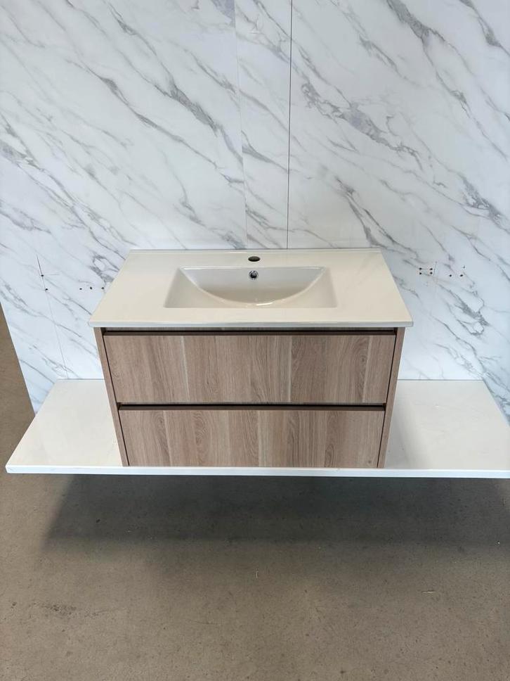 Badkamermeubel 80cm - Grey Oak- keramische wastafel, Huis en Inrichting, Badkamer | Badkamermeubels, Nieuw, Wasbak of Wastafel