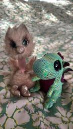 Ty Beanie knuffels 2x dinosaurus dino struisvogel vogel, Ophalen of Verzenden, Zo goed als nieuw