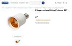 Verloopfitting E14 naar E27 / Adapterconverter E14 naar E27, Doe-het-zelf en Verbouw, Elektra en Kabels, Ophalen