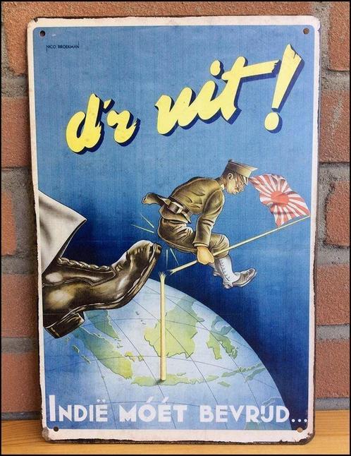 KNIL Nederlands Indie Bezetting Propaganda Metalen Bord, Verzamelen, Militaria | Tweede Wereldoorlog, Landmacht, Nederland, Verzenden