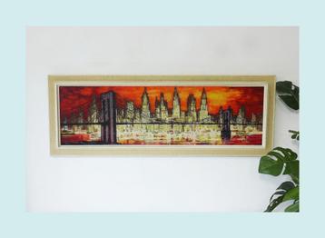 Vintage Schilderij Jaren 60 70 Space Age Litho abstract NYC beschikbaar voor biedingen