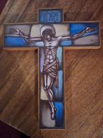 Religie,Kruisbeeld Opaline gebrandschilderd, Ophalen of Verzenden