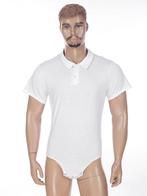 Witte heren romper met kraag / volwassenen drukkruis luier, Verzenden, Wit