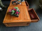 Houten salon hoek tafel te koop, Huis en Inrichting, Tafels | Salontafels, Ophalen, 50 tot 100 cm, Vierkant, 50 tot 100 cm