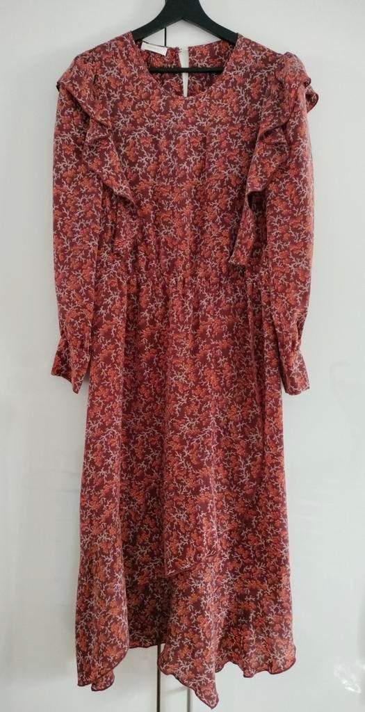 Jurk met asymmetrische rok van cupro, maat 42, Kookaï, Kleding | Dames, Jurken, Zo goed als nieuw, Maat 42/44 (L), Onder de knie