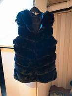 Mooi Zwart Faux Fur Bodywarmer + Capuchon onesize, Maat 38/40 (M), Zwart, TU, Ophalen of Verzenden