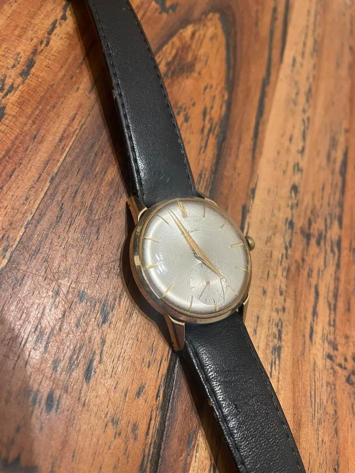 Vintage massief gouden Alpina heren horloge, Sieraden, Tassen en Uiterlijk, Horloges | Heren, Gebruikt, Polshorloge, Overige merken
