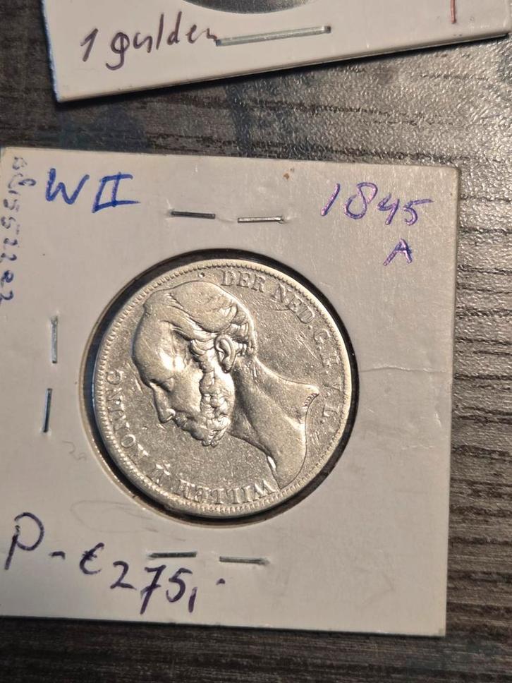 1845 1 Gulden Willem II - Zilver, Postzegels en Munten, Munten | Nederland, Losse munt, 1 gulden, Koning Willem II, Zilver, Ophalen of Verzenden