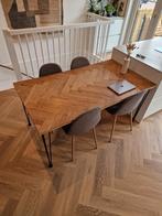 Mooie houten eettafel visgraat, Huis en Inrichting, Tafels | Eettafels, Ophalen, 50 tot 100 cm, Zo goed als nieuw, Vijf personen of meer