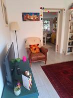Bruin leren fauteuil, Huis en Inrichting, Fauteuils, Ophalen, Gebruikt