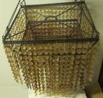 Mooie vintage lampenkap met kralen, Ophalen, Gebruikt, 25 tot 50 cm, Beige