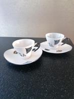 twee vintage kop en schotels van pottery de stenen kat adam., Ophalen