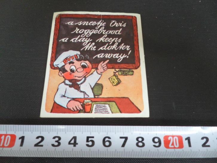sticker strip bakker schoolbord ovis roggebrood engels, Verzamelen, Stickers, Zo goed als nieuw, Bedrijf of Vereniging, Ophalen