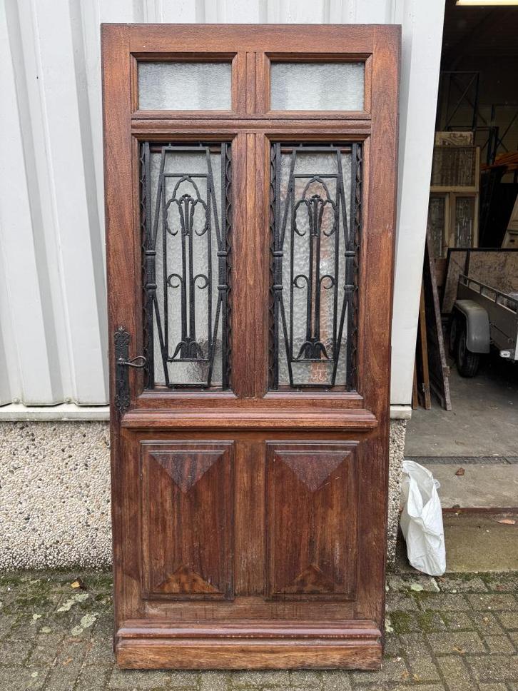 Pracchtie antieke eiken voordeur 95 x 216,5, Doe-het-zelf en Verbouw, Deuren en Horren, Zo goed als nieuw, Buitendeur, 215 cm of meer